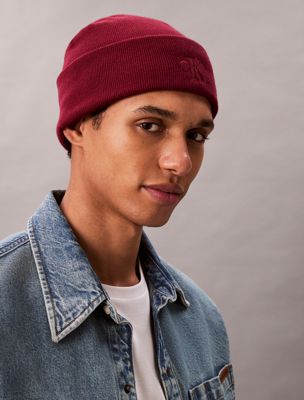 beet red czapka z logo dla mężczyźni - calvin klein
