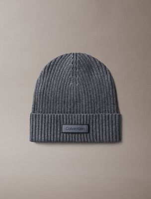 grey czapka z mieszanki bawełny z kaszmirem dla mężczyźni - calvin klein