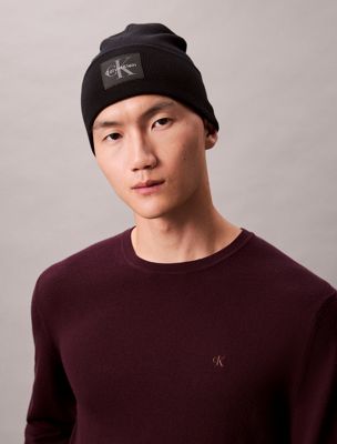 black muts met signature logo voor heren - calvin klein
