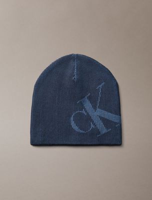 bonnet avec logo graphique blue pour hommes calvin klein