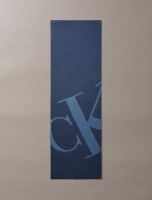 écharpe avec logo graphique blue pour hommes calvin klein