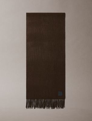 écharpe en laine avec insigne en cuir brown pour hommes calvin klein