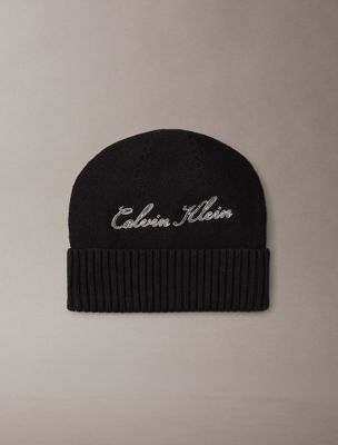 black baumwollmütze mit logo-stickerei für herren - calvin klein