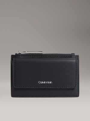 porte-cartes zippé anti-rfid black pour femmes calvin klein