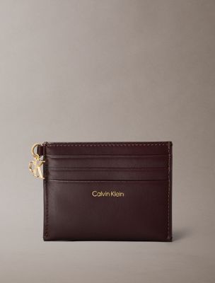 porta carte in pelle con zip brown da donne calvin klein