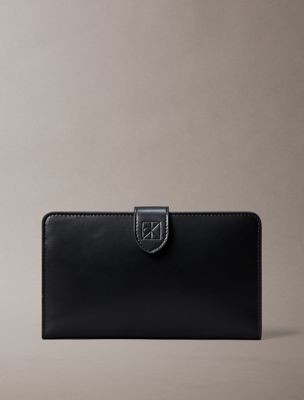 black nappa leather rfid passport wallet for women calvin klein
