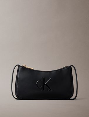 black embossed monogram mini shoulder bag for women calvin klein