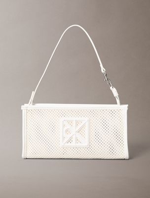 white convertible mesh logo shoulder bag for women calvin klein