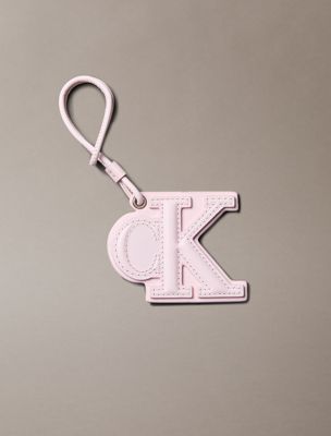 pink taschenanhänger aus leder mit klassischem logo für damen - calvin klein