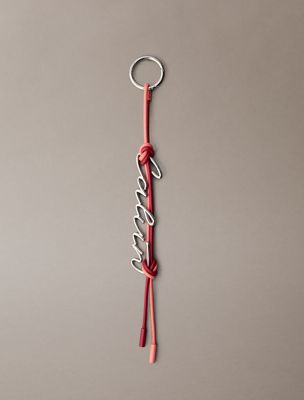 orange leather knotted tassel logo bag charm for women calvin klein