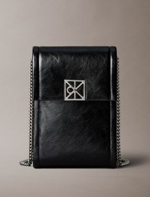 borsa porta telefono a tracolla con emblem logo black da donne calvin klein