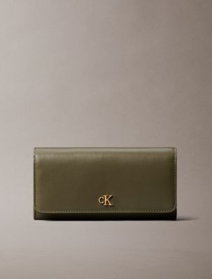 portefeuille long avec garnitures à monogramme green pour femmes calvin klein