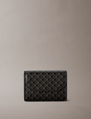 black allover emblem logo coin wallet for women calvin klein