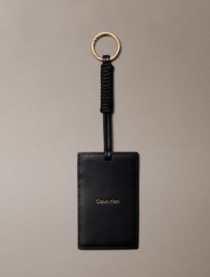 breloque sac avec porte-cartes anti-rfid en cuir black pour femmes calvin klein