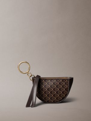 breloque de sac avec mini-pochette zippée à logo emblématique brown pour femmes calvin klein