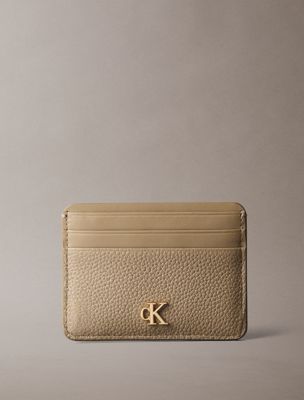 tarjetero de piel con protección rfid y monograma brown de mujeres calvin klein