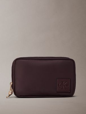 brown hangar makeup bag for women calvin klein