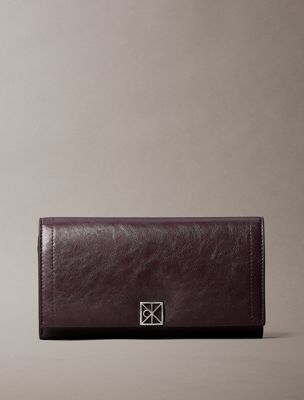 red emblem logo bifold wallet for women calvin klein