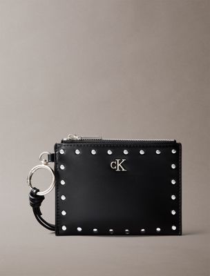 black taschenanhänger mit reißverschluss und nieten für damen - calvin klein