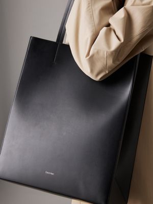 black leather tote bag for women calvin klein