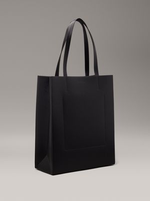 Calvin klein black leather tote bag on sale