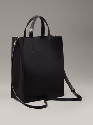 black small leather tote bag for women calvin klein