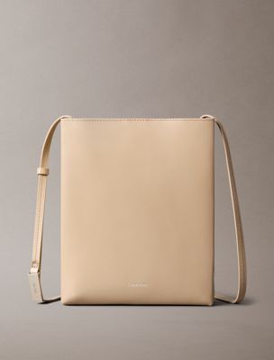 dark beige leather crossbody bag for women calvin klein