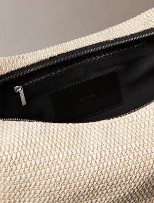 natural raffia large raffia hobo bag for women calvin klein