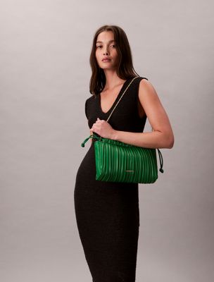 emerald chip plissé crossbody bag for women 