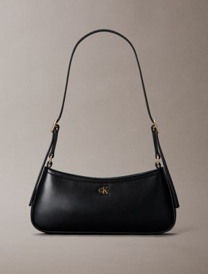 black small monogram logo shoulder bag for women calvin klein