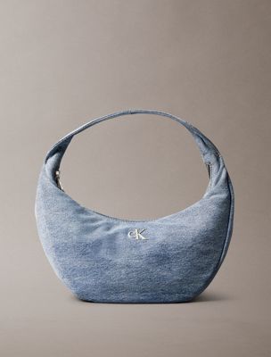blue small denim hobo bag for women calvin klein