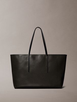 black shopper mit durchgehendem emblem-logo für damen - calvin klein
