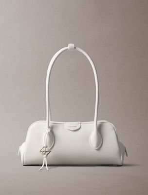 white trio compartment shoulder bag for women calvin klein