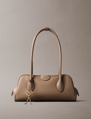 brown trio compartment shoulder bag for women calvin klein