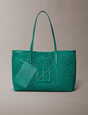 green emblem logo mesh tote bag for women calvin klein
