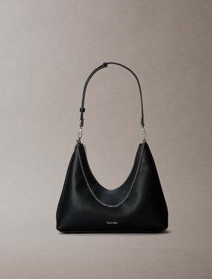 borsa hobo con catena martellata a ciottoli black da donne calvin klein