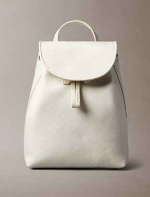 white allover emblem logo mini backpack for women calvin klein