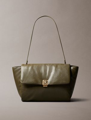 cartable matelassé pour ordinateur portable avec garnitures emblématiques green pour femmes calvin klein