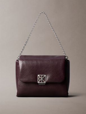 brown padded emblem hardware crossbody bag for women calvin klein