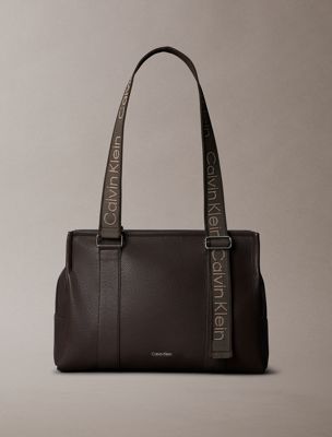 brown logo strap tote bag for women calvin klein