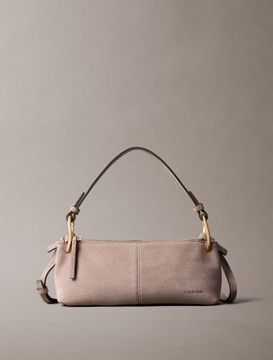 borsa da spalla in morbido camoscio piccola brown da donne calvin klein