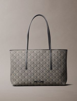 multi emblem logo jacquard tote bag with pouch for women calvin klein