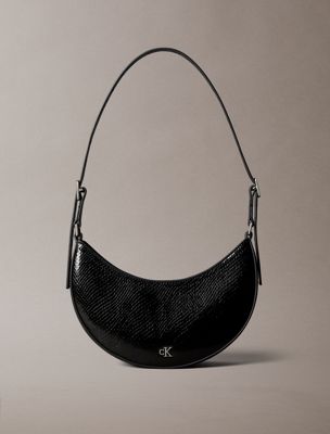 black monogram hardware crescent shoulder bag for women calvin klein