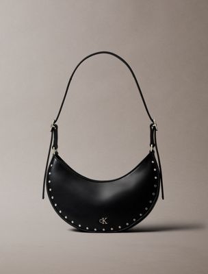 black monogram logo crescent shoulder bag for women calvin klein
