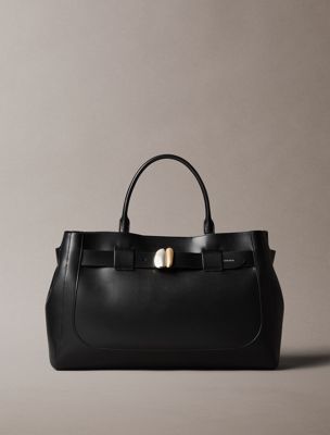 black sculptural carryall tote bag for women calvin klein