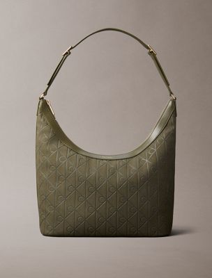 green allover emblem logo shoulder bag for women calvin klein