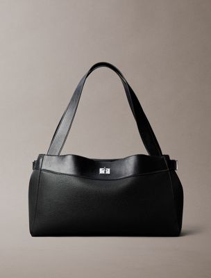 black signature turn-lock tote bag for women calvin klein