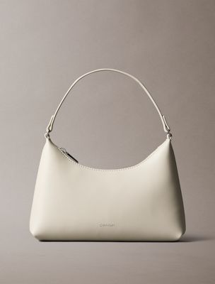 beige foil logo small shoulder bag for women calvin klein