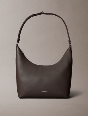 brown logo strap shoulder bag for women calvin klein