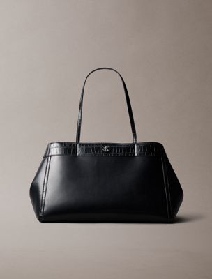 black monogram crocodile large tote bag for women calvin klein